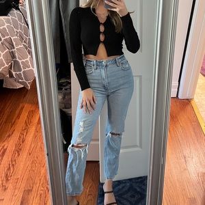 ABERCROMBIE ANKLE STRAIGHT ULTRA HIGH RISE JEANS